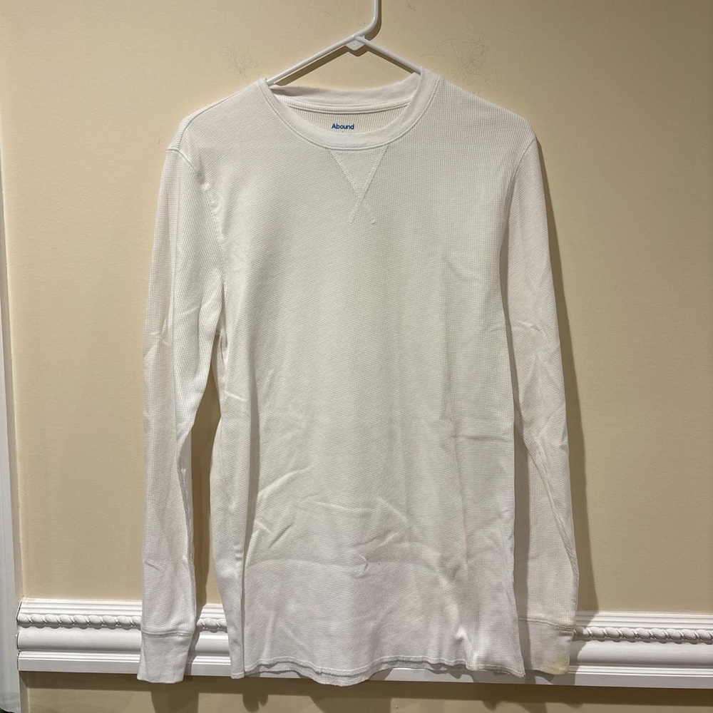 Abound Men's White Long Sleeve Waffle Knit Shirt